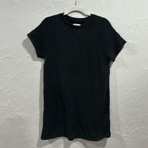 Madewell MWL Airyterry Sweatshirt Tee Dress Black Tunic size small